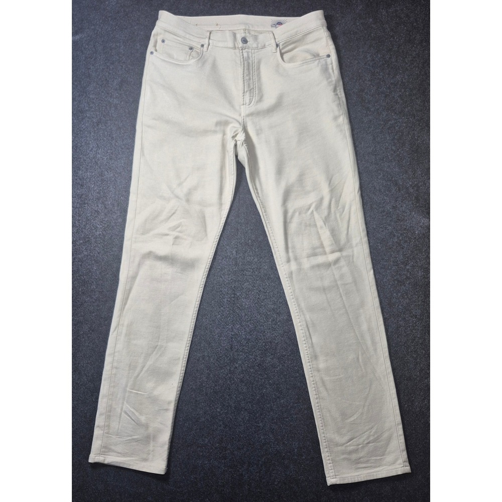 Faherty Mens Slim Straight Stretch Denim Jeans 34x32 Cream Stone 5-Pocket